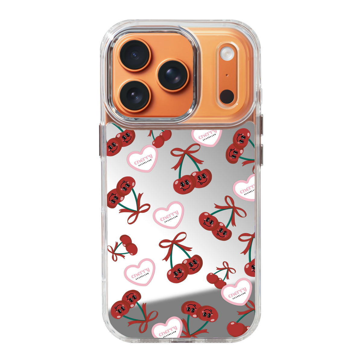 Sweet Cherry Pattern 透明邊鏡面手機殼