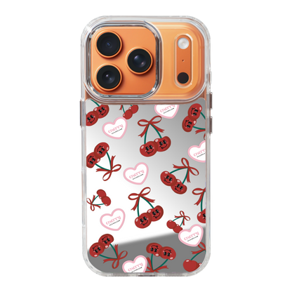 Sweet Cherry Pattern 透明邊鏡面手機殼
