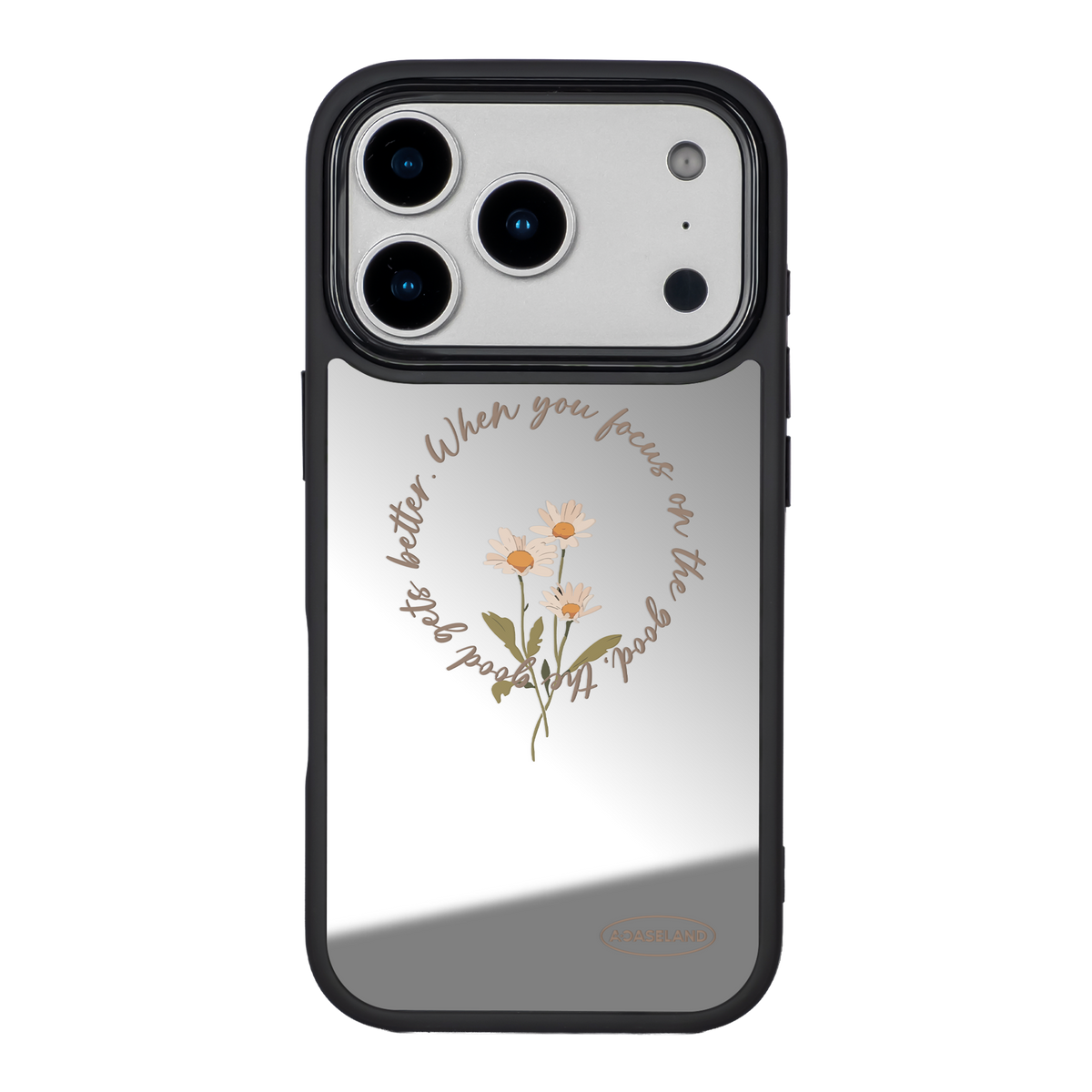 復古小花環 黑色邊鏡面手機殼2.0｜MagSafe 兼容