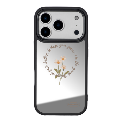 復古小花環 黑色邊鏡面手機殼2.0｜MagSafe 兼容