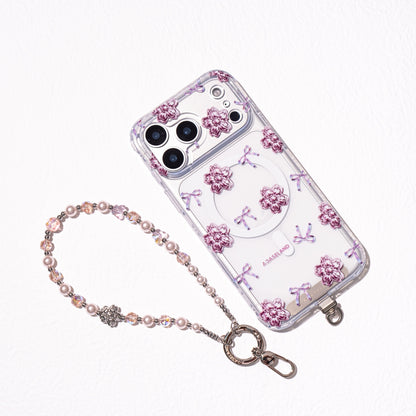 Flower & Pink Crystal 手機串珠掛飾