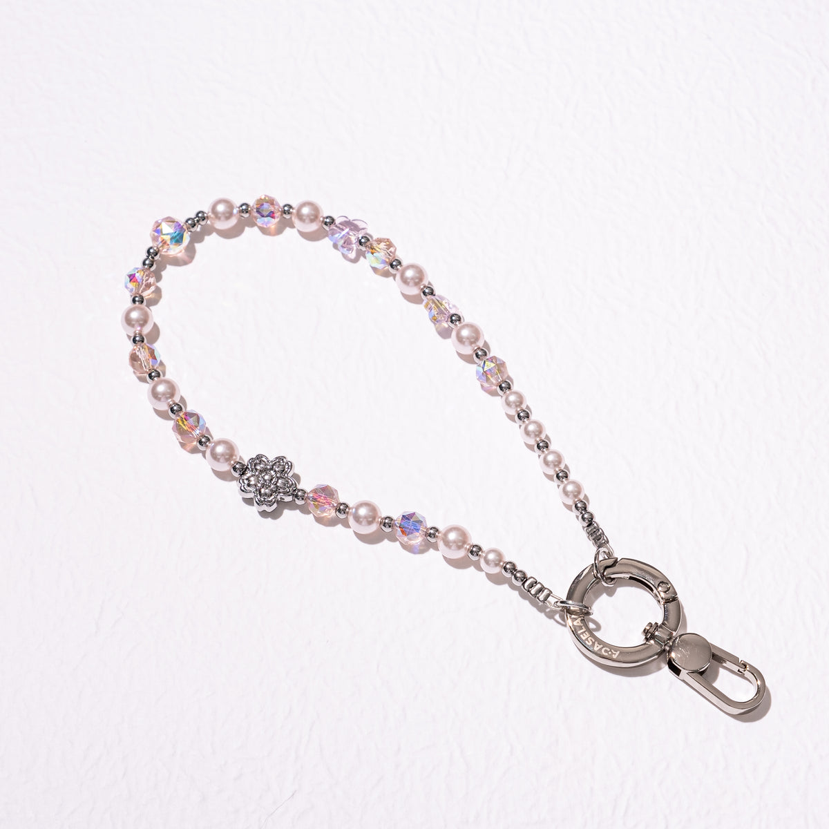Flower & Pink Crystal 手機串珠掛飾