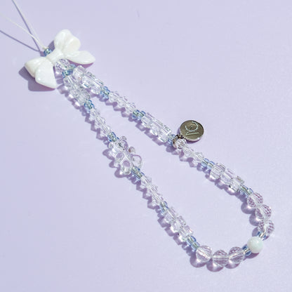 Bowtie & Bear Clear Crystal 手機串珠掛繩