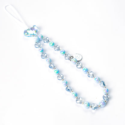 Love Heart Sky Blue 手機串珠掛繩