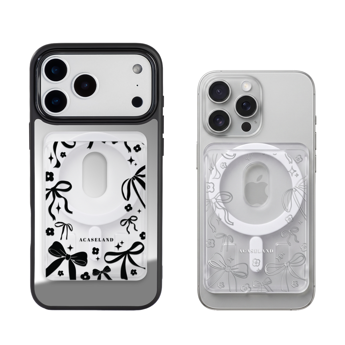 Ribbon Bow Frame 半透磨砂 MagSafe 卡包｜客製化文字