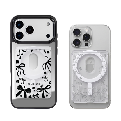 Ribbon Bow Frame 半透磨砂 MagSafe 卡包｜客製化文字