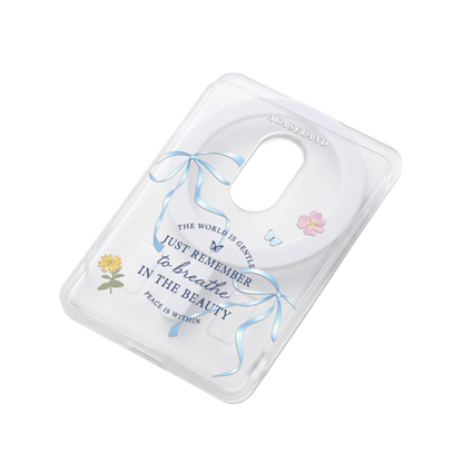 Flora & Blue Bow 半透磨砂 MagSafe 卡包｜客製化文字
