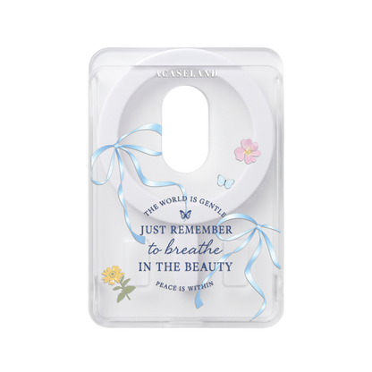 Flora & Blue Bow 半透磨砂 MagSafe 卡包｜客製化文字
