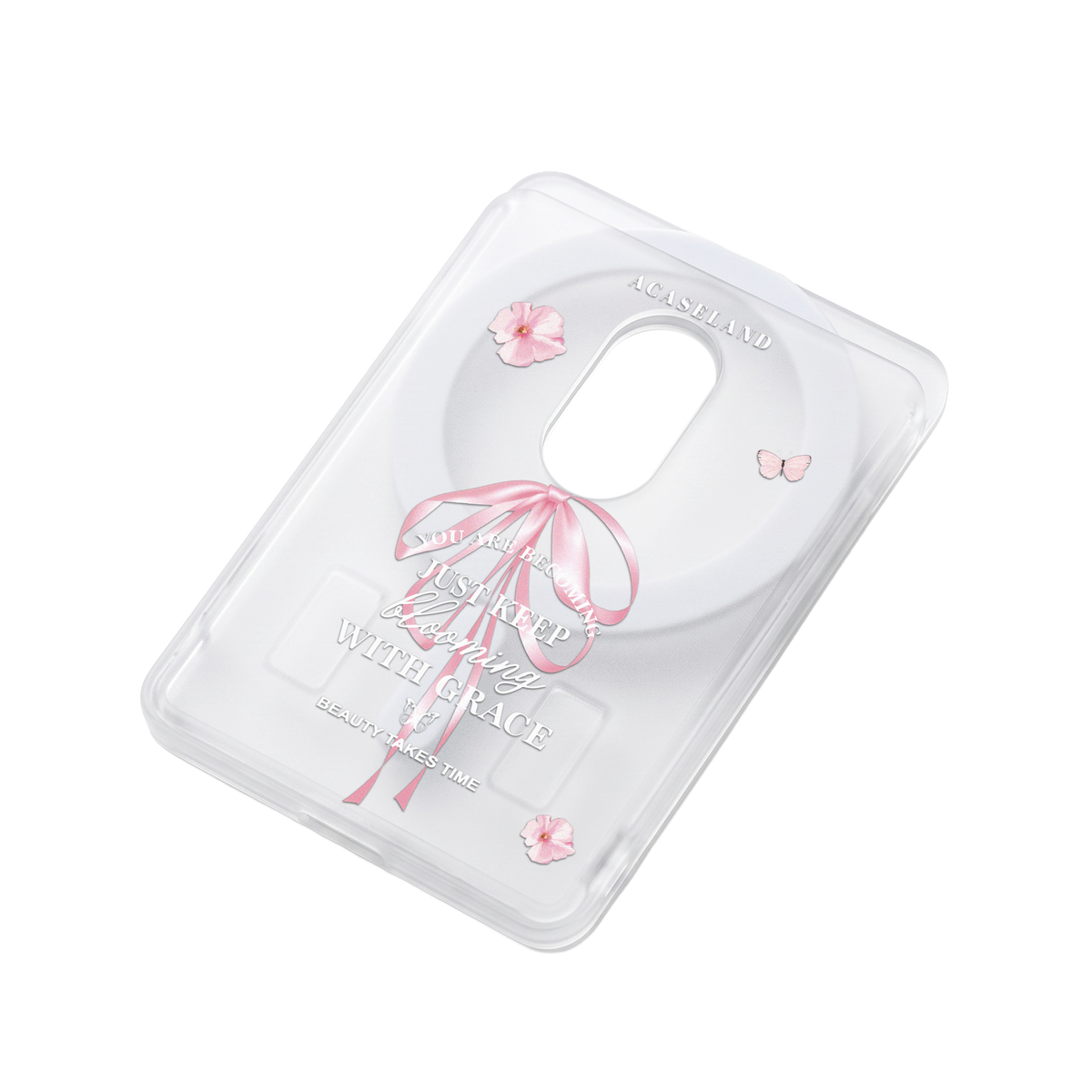Flora & Pink Bow 半透磨砂 MagSafe 卡包｜客製化文字