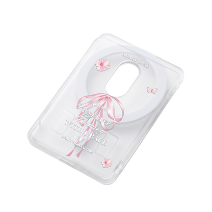 Flora & Pink Bow 半透磨砂 MagSafe 卡包｜客製化文字