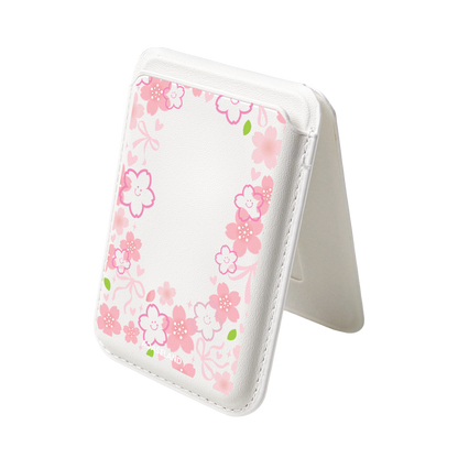 Smiling Sakura MagSafe 支架卡包｜客製化文字